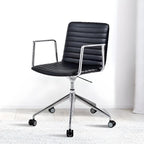 Modern Black Leather Metal Adjustable Swivel Office Chair