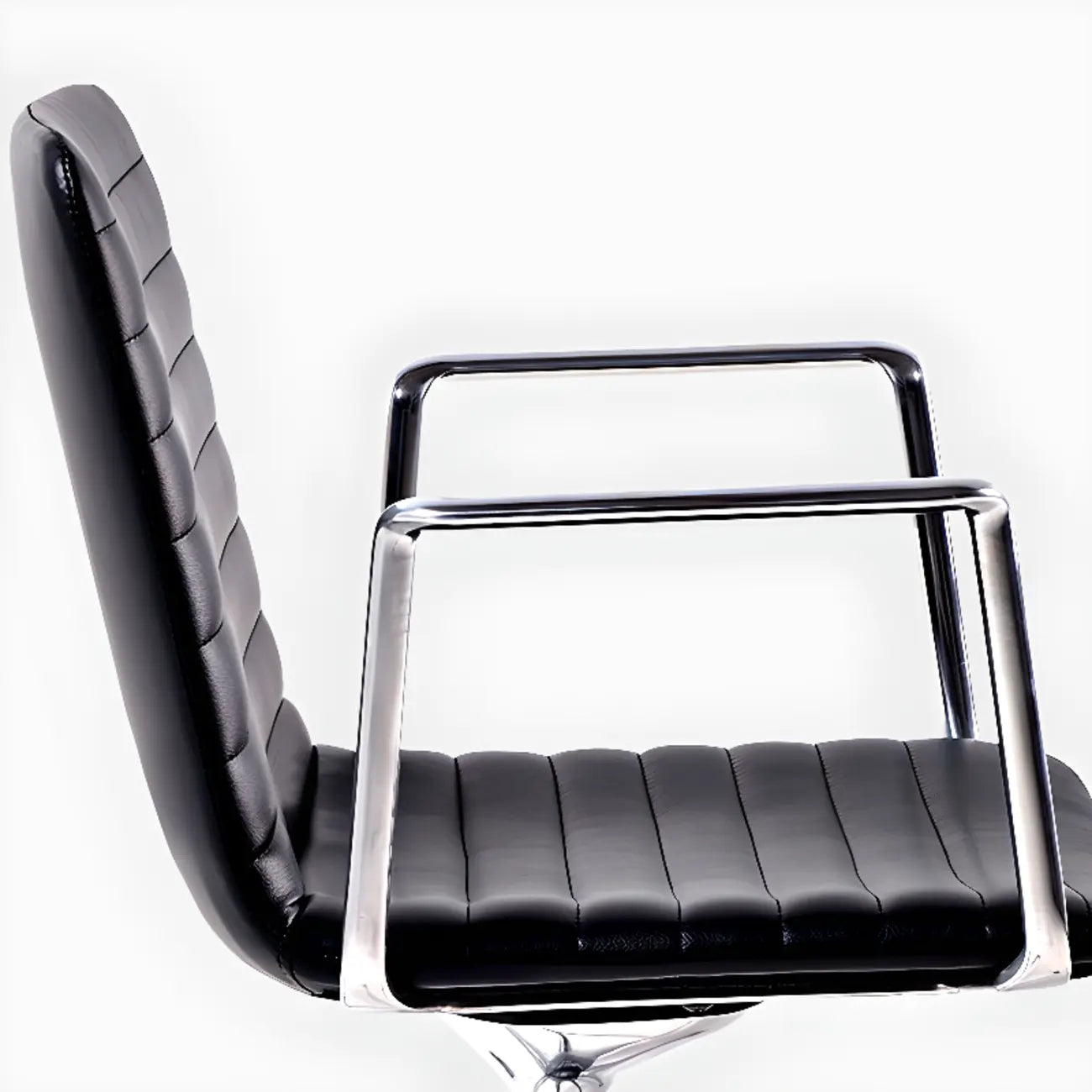 Modern Black Leather Metal Adjustable Swivel Office Chair