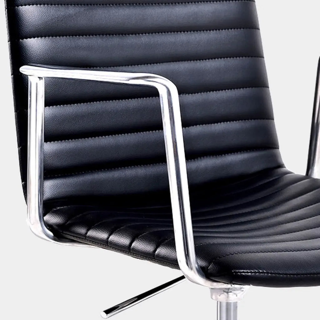 Modern Black Leather Metal Adjustable Swivel Office Chair