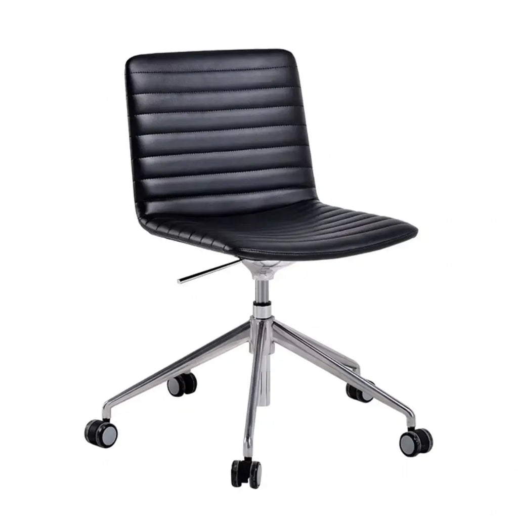 Modern Black Leather Metal Adjustable Swivel Office Chair