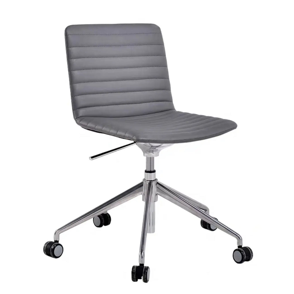 Modern Black Leather Metal Adjustable Swivel Office Chair