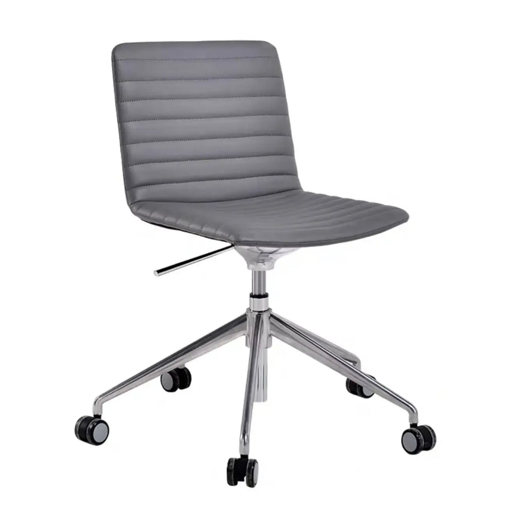 Modern Black Leather Metal Adjustable Swivel Office Chair