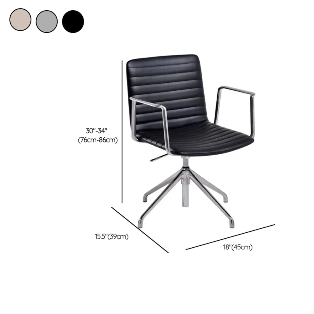 Modern Black Leather Metal Adjustable Swivel Office Chair