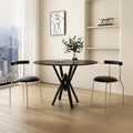 Solid Black Metal Stone Round Dining Table