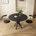 Solid Black Metal Stone Round Dining Table