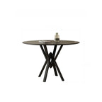 Solid Black Metal Stone Round Dining Table
