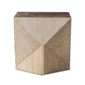 Rustic Natural Finish Wood Block Side Table for Living Room