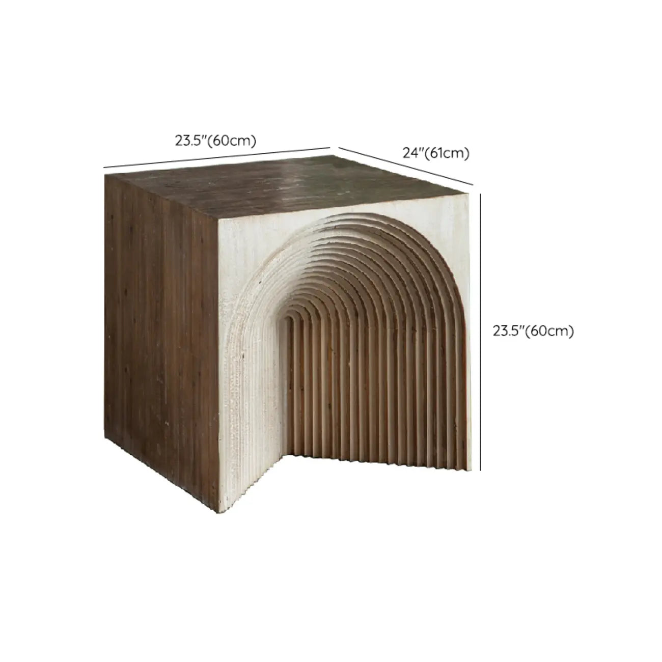 Rustic Natural Finish Wood Block Side Table for Living Room
