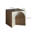 Rustic Natural Finish Wood Block Side Table for Living Room