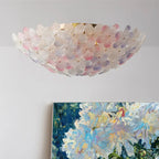Modern Floral Glass Shade Round Gold Flush Ceiling Light