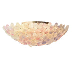 Modern Floral Glass Shade Round Gold Flush Ceiling Light