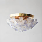 Modern Floral Glass Shade Round Gold Flush Ceiling Light