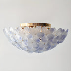 Modern Floral Glass Shade Round Gold Flush Ceiling Light