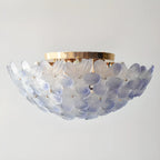 Modern Floral Glass Shade Round Gold Flush Ceiling Light