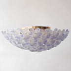 Modern Floral Glass Shade Round Gold Flush Ceiling Light