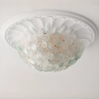 Modern Floral Glass Shade Round Gold Flush Ceiling Light