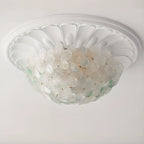 Modern Floral Glass Shade Round Gold Flush Ceiling Light