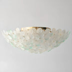 Modern Floral Glass Shade Round Gold Flush Ceiling Light