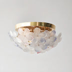 Modern Floral Glass Shade Round Gold Flush Ceiling Light