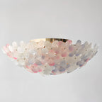 Modern Floral Glass Shade Round Gold Flush Ceiling Light