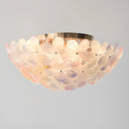 Modern Floral Glass Shade Round Gold Flush Ceiling Light