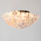 Modern Floral Glass Shade Round Gold Flush Ceiling Light