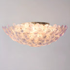 Modern Floral Glass Shade Round Gold Flush Ceiling Light