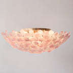Modern Floral Glass Shade Round Gold Flush Ceiling Light