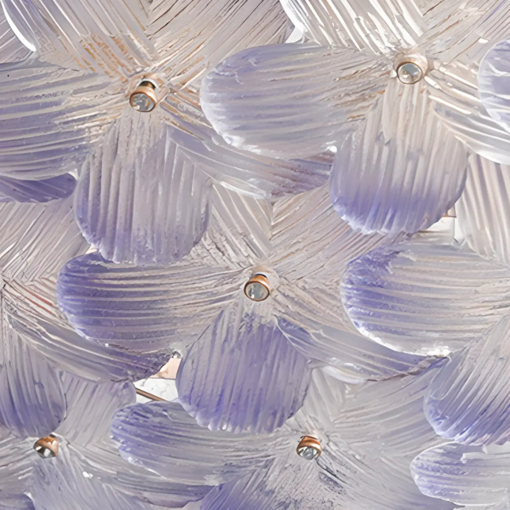 Modern Floral Glass Shade Round Gold Flush Ceiling Light