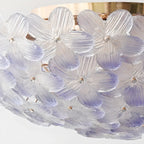 Modern Floral Glass Shade Round Gold Flush Ceiling Light
