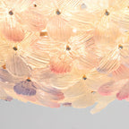 Modern Floral Glass Shade Round Gold Flush Ceiling Light