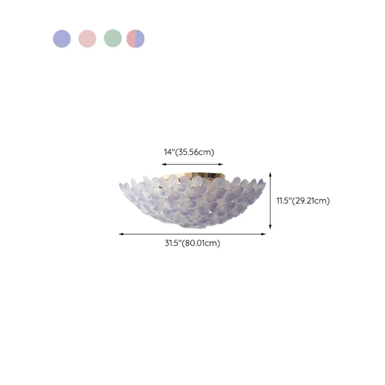 Modern Floral Glass Shade Round Gold Flush Ceiling Light