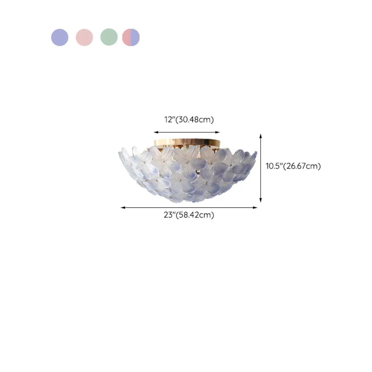 Modern Floral Glass Shade Round Gold Flush Ceiling Light