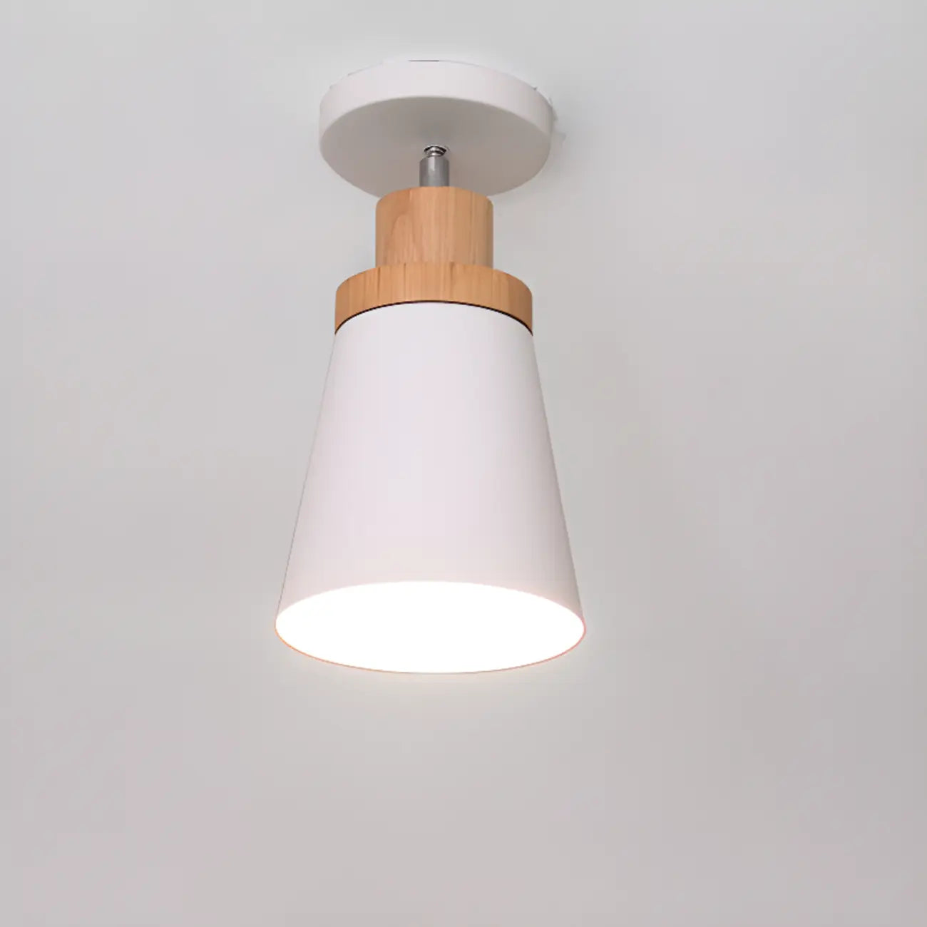 Green Cylinder Iron Modern Semi Flush Mount Ceiling Light
