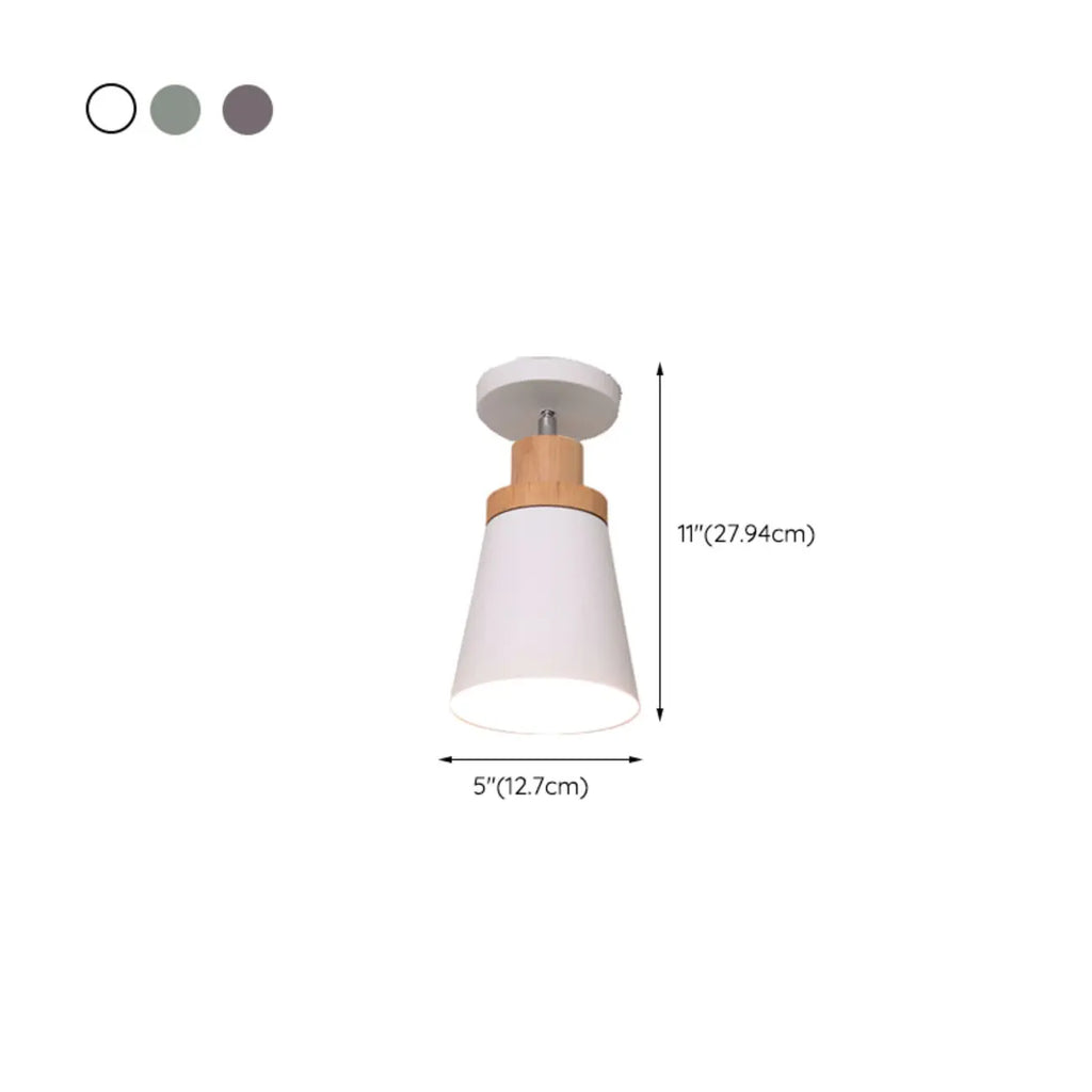 Green Cylinder Iron Modern Semi Flush Mount Ceiling Light