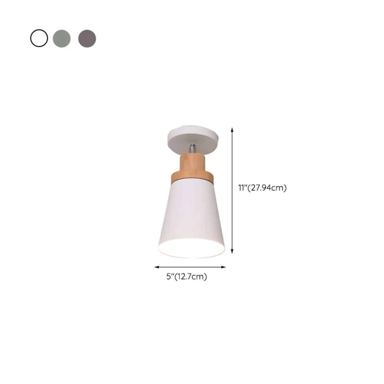 Green Cylinder Iron Modern Semi Flush Mount Ceiling Light