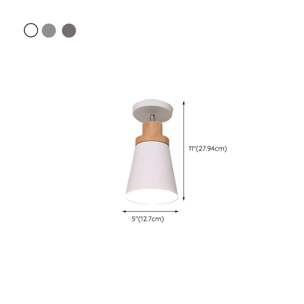 Green Cylinder Iron Modern Semi Flush Mount Ceiling Light