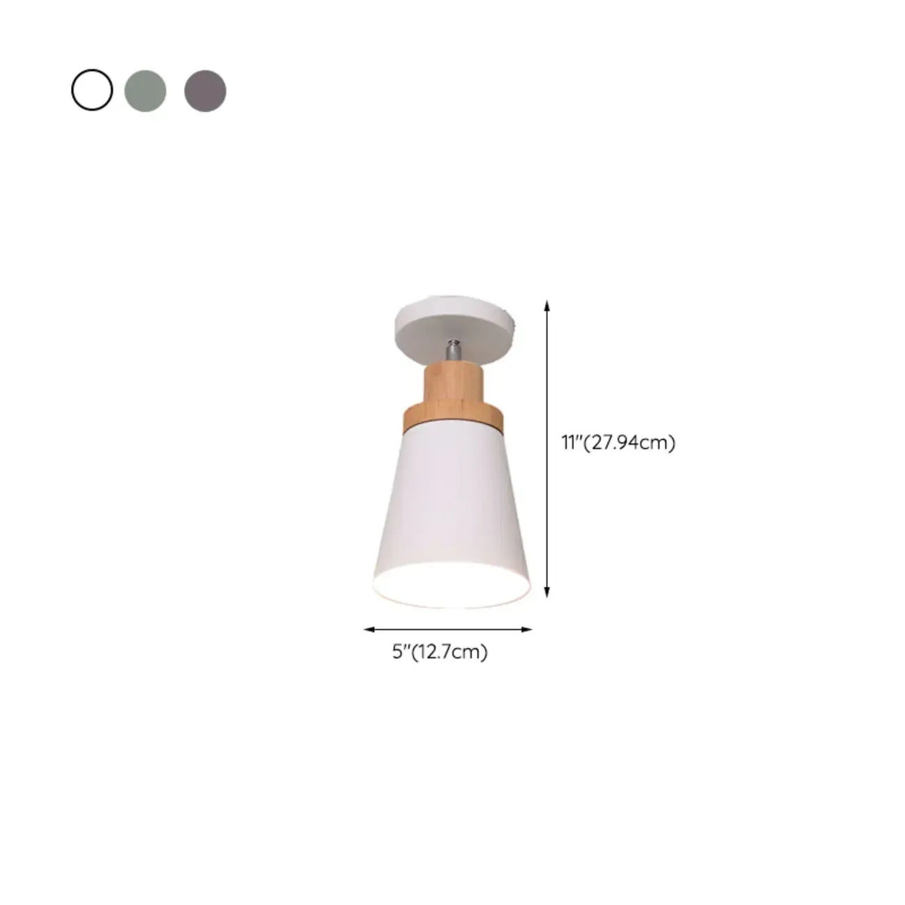 Green Cylinder Iron Modern Semi Flush Mount Ceiling Light