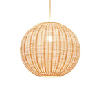Oriental Beige Rattan Globe Pendant Light Fixture for Indoor