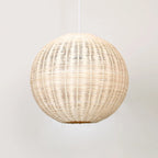 Oriental Beige Rattan Globe Pendant Light Fixture for Indoor