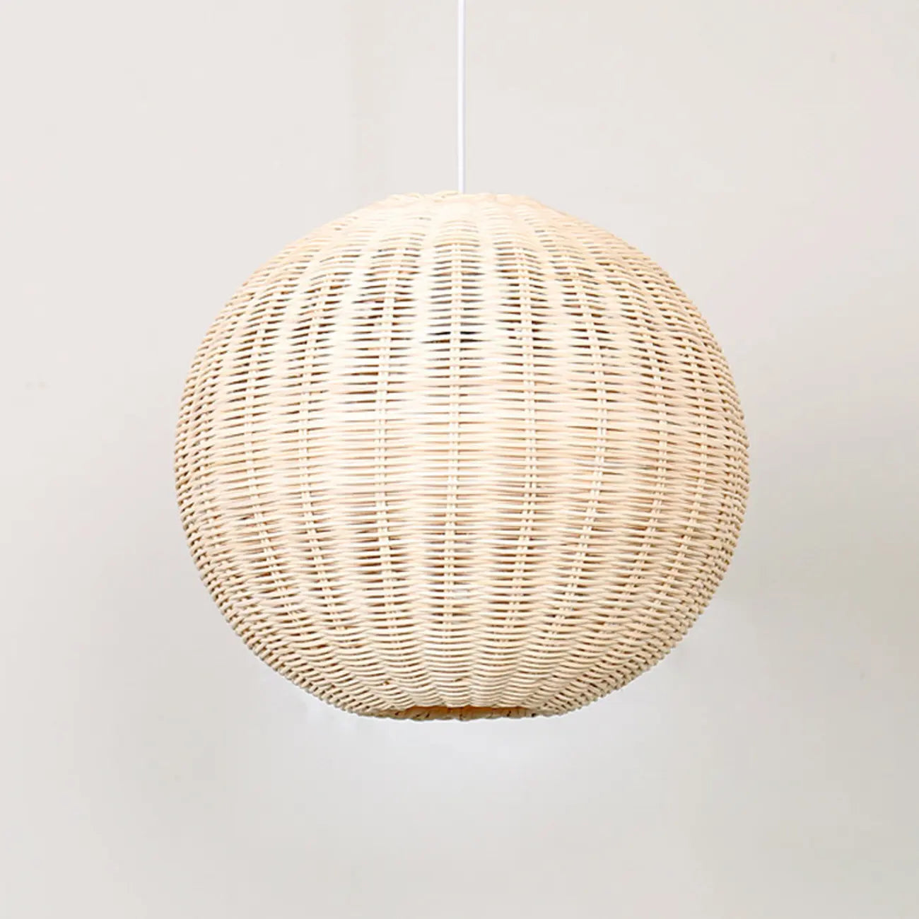 Oriental Beige Rattan Globe Pendant Light Fixture for Indoor