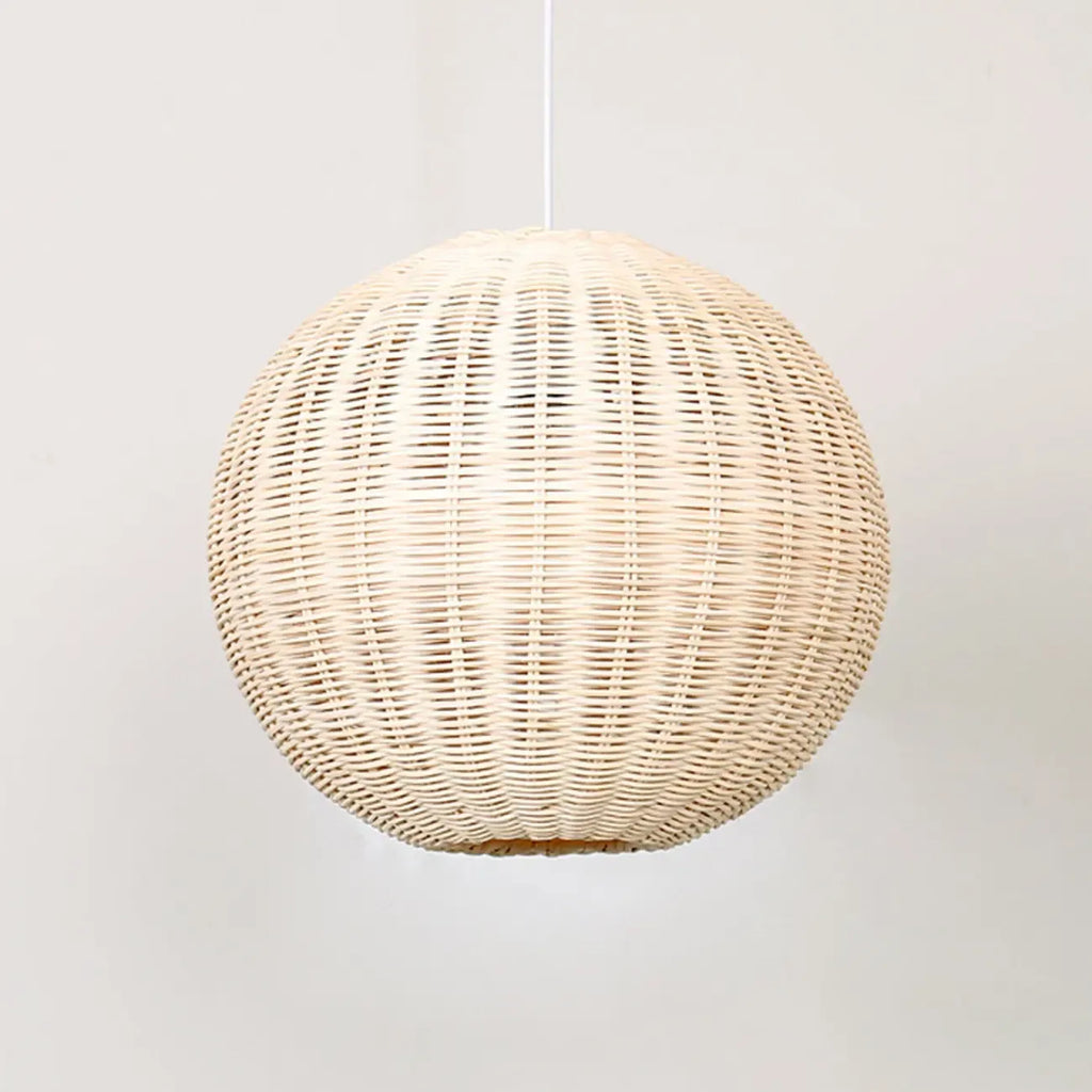 Oriental Beige Rattan Globe Pendant Light Fixture for Indoor