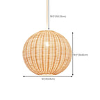 Oriental Beige Rattan Globe Pendant Light Fixture for Indoor
