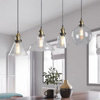 Old School Hardwired Globe/Barrel/Warehouse Clear Glass Pendant for Indoor with Grey/Translucent/Amber Vitreous Shade