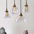 Old School Hardwired Globe/Barrel/Warehouse Clear Glass Pendant for Indoor with Grey/Translucent/Amber Vitreous Shade
