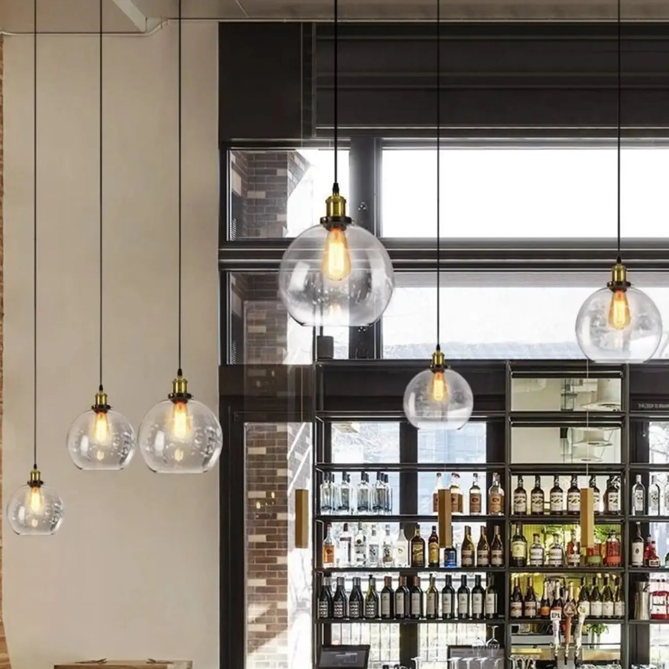 Old School Hardwired Globe/Barrel/Warehouse Clear Glass Pendant for Indoor with Grey/Translucent/Amber Vitreous Shade