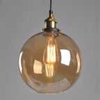 Old School Hardwired Globe/Barrel/Warehouse Clear Glass Pendant for Indoor with Grey/Translucent/Amber Vitreous Shade