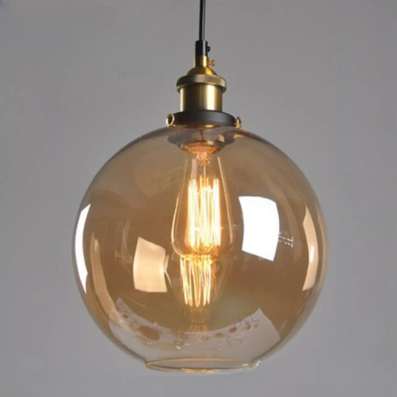 Old School Hardwired Globe/Barrel/Warehouse Clear Glass Pendant for Indoor with Grey/Translucent/Amber Vitreous Shade