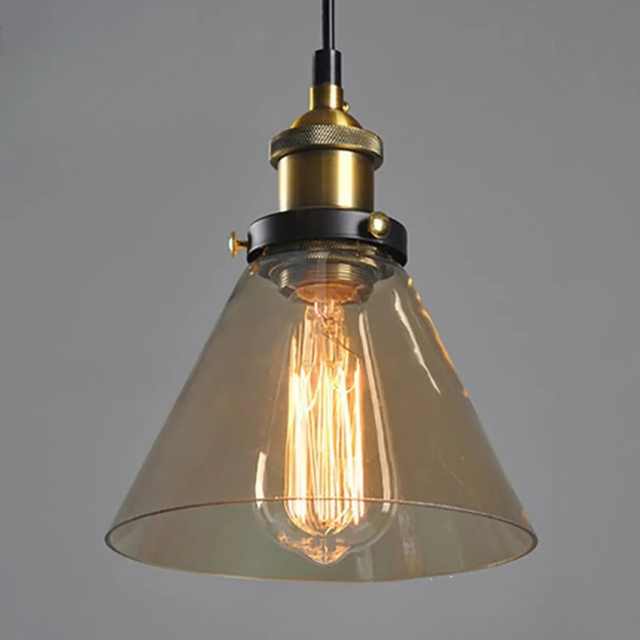 Old School Hardwired Globe/Barrel/Warehouse Clear Glass Pendant for Indoor with Grey/Translucent/Amber Vitreous Shade