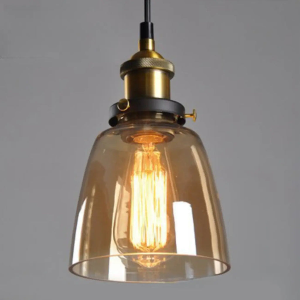 Old School Hardwired Globe/Barrel/Warehouse Clear Glass Pendant for Indoor with Grey/Translucent/Amber Vitreous Shade